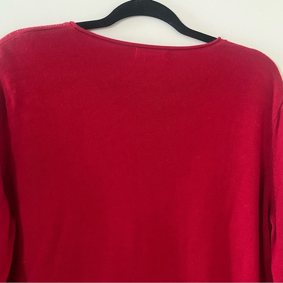 Calvin Klein Red Knit Lightweight Sweater with Sparkle Accents Women’s XL - Picture 4 of 16